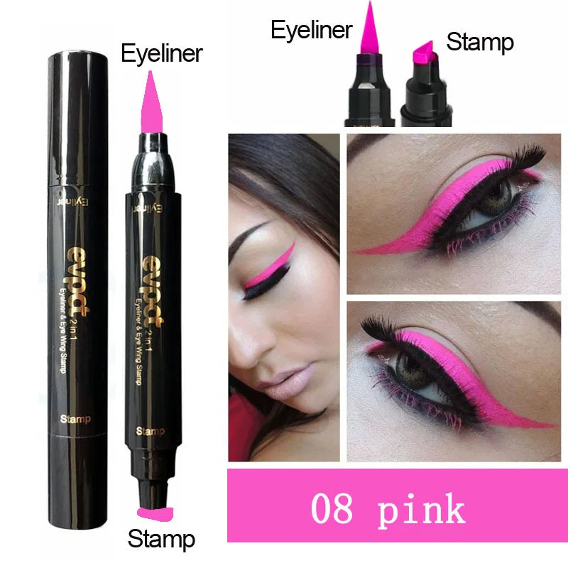 2-in-1 Liquid Glitter Eyeliner Stamp - Fast Dry Eye Liner Pencil in 7 Colors | Black, Red, Green, Blue, Brown