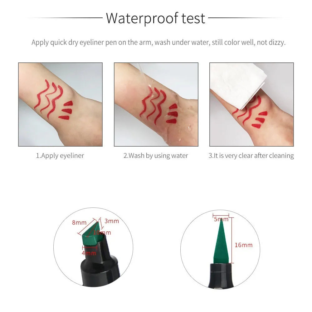 2-in-1 Liquid Glitter Eyeliner Stamp - Fast Dry Eye Liner Pencil in 7 Colors | Black, Red, Green, Blue, Brown
