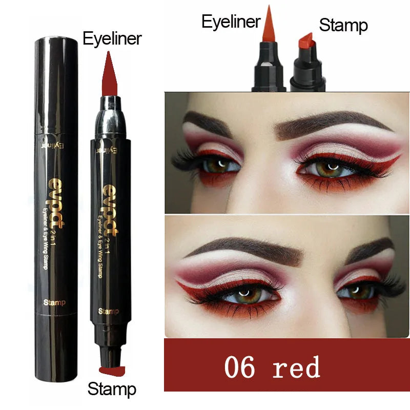 2-in-1 Liquid Glitter Eyeliner Stamp - Fast Dry Eye Liner Pencil in 7 Colors | Black, Red, Green, Blue, Brown