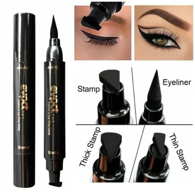 2-in-1 Liquid Glitter Eyeliner Stamp - Fast Dry Eye Liner Pencil in 7 Colors | Black, Red, Green, Blue, Brown