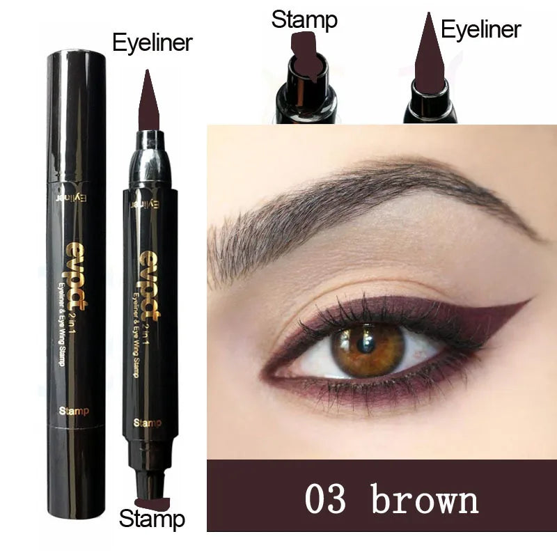 2-in-1 Liquid Glitter Eyeliner Stamp - Fast Dry Eye Liner Pencil in 7 Colors | Black, Red, Green, Blue, Brown