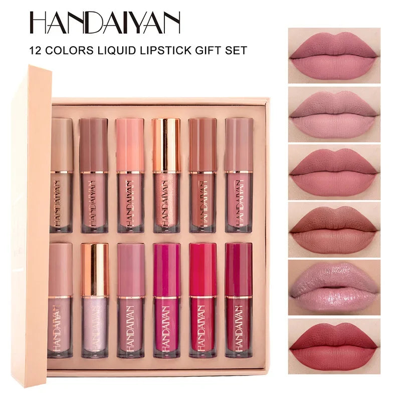 3-12 PCS Matte Lipstick Set - Non-Stick Cup Lip Gloss | Waterproof Long-Lasting Makeup