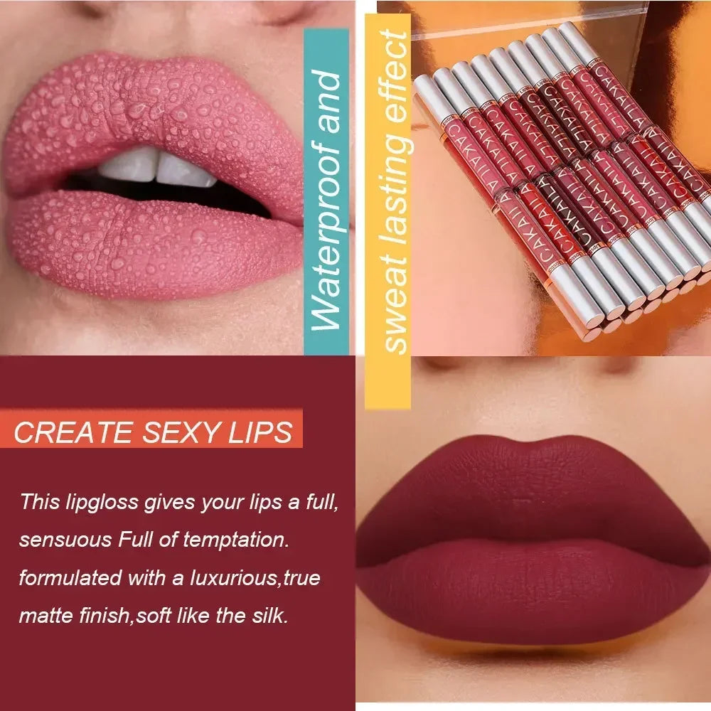 3-12 PCS Matte Lipstick Set - Non-Stick Cup Lip Gloss | Waterproof Long-Lasting Makeup