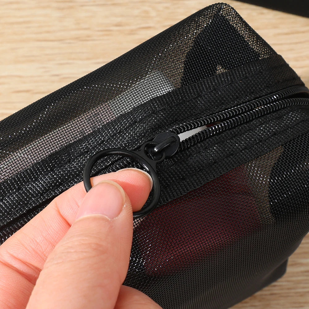 1/3pcs Mesh Clear Cosmetic Bags - Small & Large Black Makeup Bag, Portable Travel Toiletry Organizer