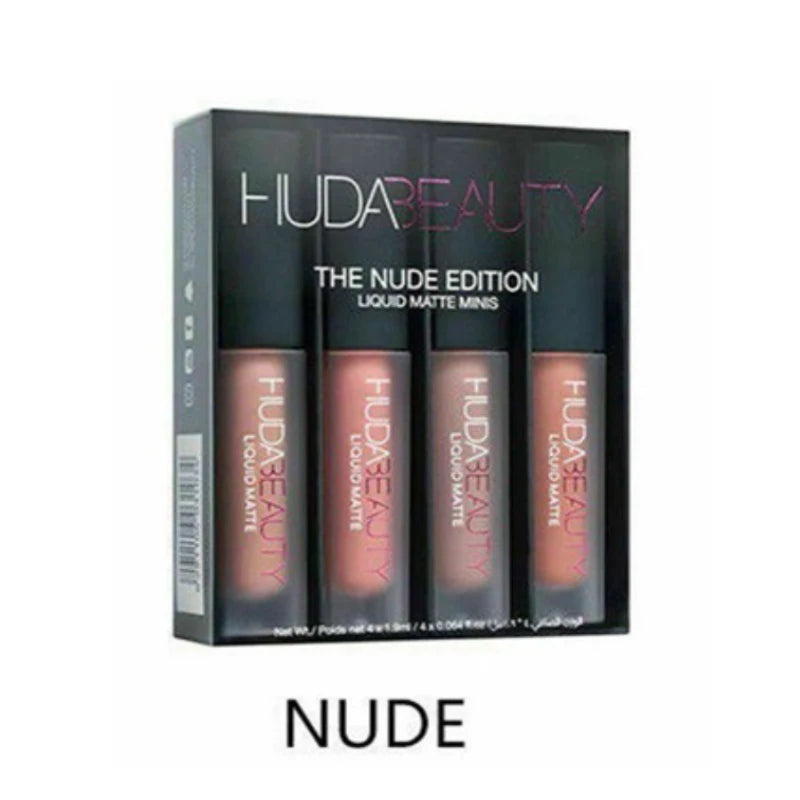 4pcs Lipstick Set Matte Lip Gloss Waterproof Lip Glaze Tint Non-stick Non-Fading Lips Huda Lip Makeup Cosmetic Lip Care