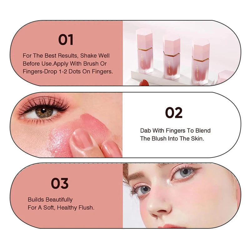 3in1 Liquid Blush Waterproof Blush Stick Contouring Bronzer Long Lasting Highlight Stick Makeup suit All Skin Types Lip Cosmetic