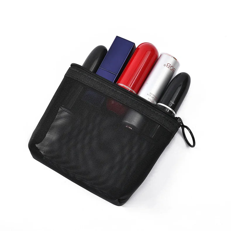 1/3pcs Mesh Clear Cosmetic Bags - Small & Large Black Makeup Bag, Portable Travel Toiletry Organizer