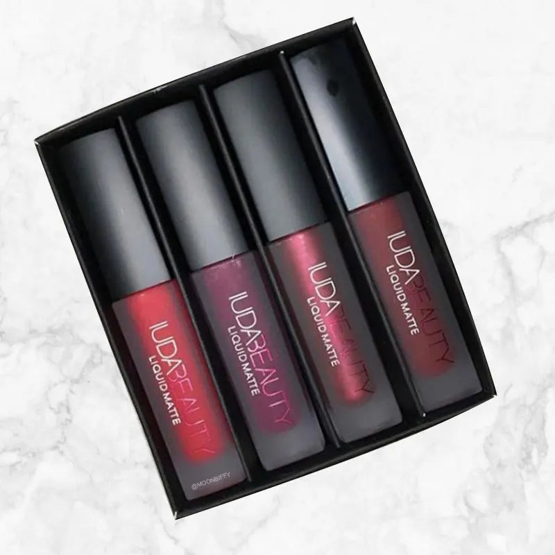 4pcs Lipstick Set Matte Lip Gloss Waterproof Lip Glaze Tint Non-stick Non-Fading Lips Huda Lip Makeup Cosmetic Lip Care