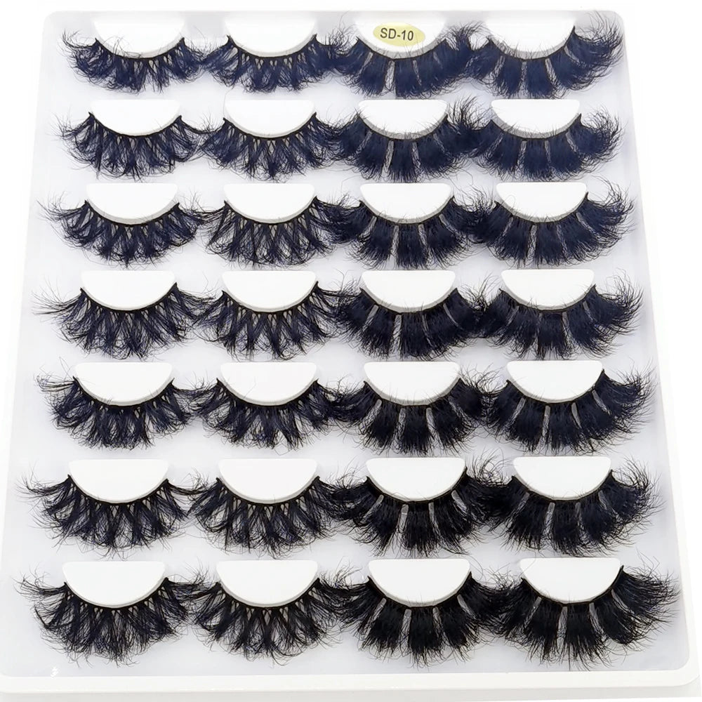 5-14Pairs Fluffy Lashes 10-25mm 3D Mink Lashes Long Thick Natural False Eyelashes Wholesale Lashes Vendors Makeup Mink Eyelashes