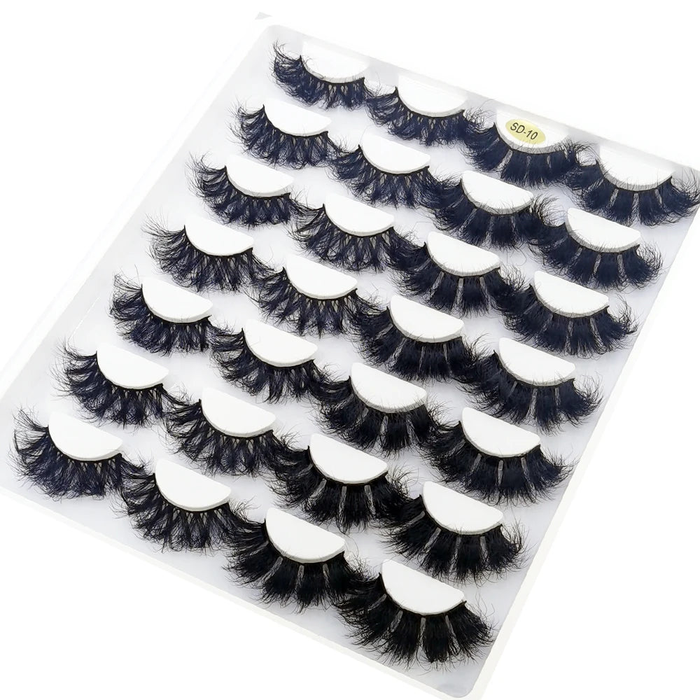 5-14Pairs Fluffy Lashes 10-25mm 3D Mink Lashes Long Thick Natural False Eyelashes Wholesale Lashes Vendors Makeup Mink Eyelashes