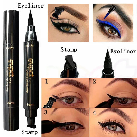 2-in-1 Liquid Glitter Eyeliner Stamp - Fast Dry Eye Liner Pencil in 7 Colors | Black, Red, Green, Blue, Brown