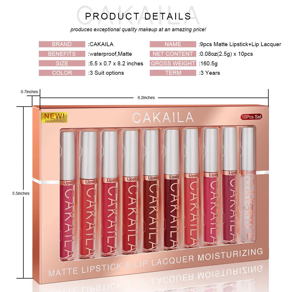 3-12 PCS Matte Lipstick Set - Non-Stick Cup Lip Gloss | Waterproof Long-Lasting Makeup