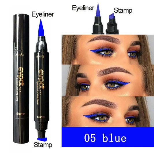 2-in-1 Liquid Glitter Eyeliner Stamp - Fast Dry Eye Liner Pencil in 7 Colors | Black, Red, Green, Blue, Brown